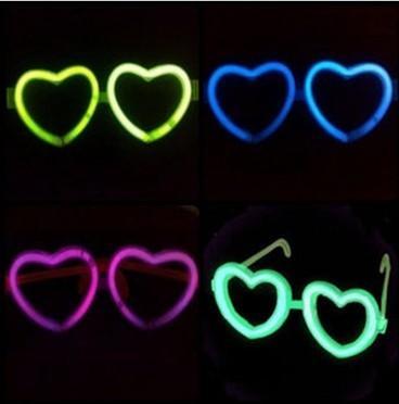 Manufacturer direct fluorescent heart shaped glasses light emitting glasses fluorescent rod children's toys