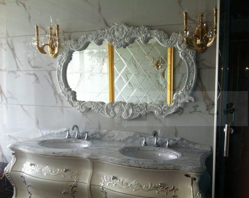 Shengma Carved European-Style High-End Bathroom Mirror Dressing Mirror Hallway Mirror Bathroom Mirror Hotel Villa Decorative Mirror