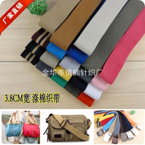 Factory Direct Sales 3.8cm Wide Cotton Tape Canvas Luggage Belt Portable Ribbon Vamp Ribbon in Stock Wholesale