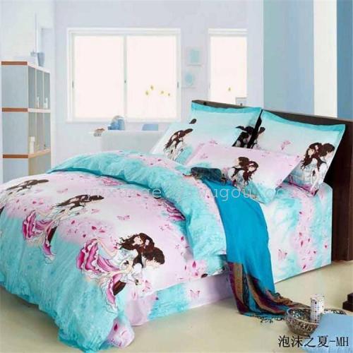 new pure cotton bedding foam summer cotton twill printed four-piece bedding set factory direct sales