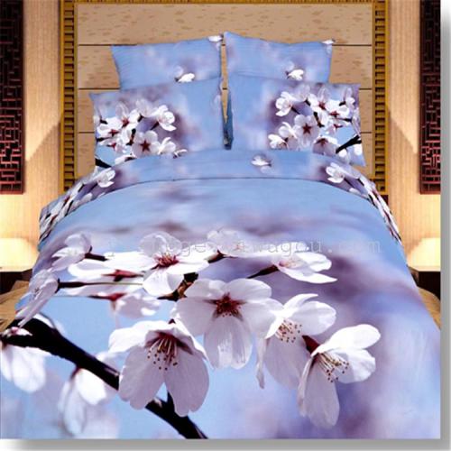 3d personalized landscape oil painting four-piece cotton active twill printing three-dimensional bedding laughing spring breeze