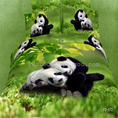 bedding cotton foreign trade four-piece set series active printing and dyeing snow pigeon elegant-new panda