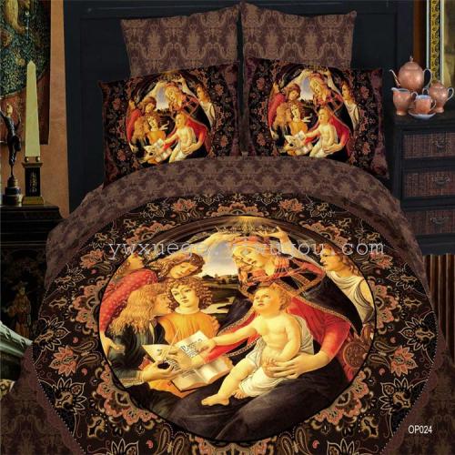 3d positioning active printing and dyeing ink painting animal series leopard point leopard four-piece bedding