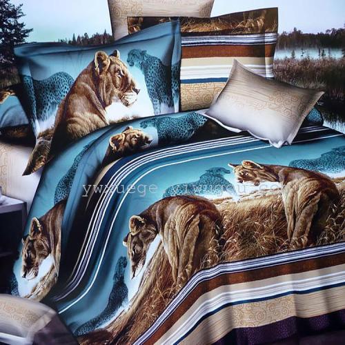 Snow Pigeon Home Textile 3D Reactive Printing and Dyeing Bedding Four-Piece 5D Oil Painting Factory Direct Sales