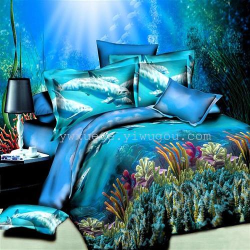 3d oil painting four-piece bed active printed suite 3d oil painting osaka flower series snow pigeon bedding wholesale dolphin bay