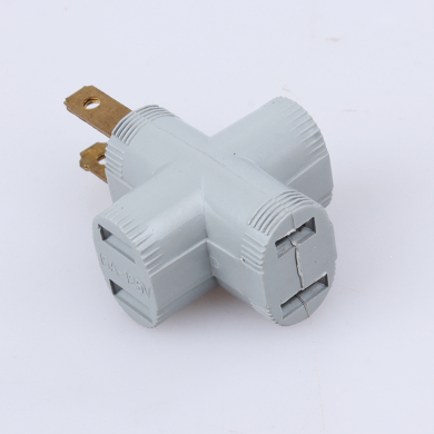 南美转换插头插座全铜浅灰色十字形