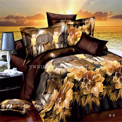 snow pigeon home textile bedding 3d oil painting animal series --- zebra polyester cotton reactive printing and dyeing bedding factory direct sales