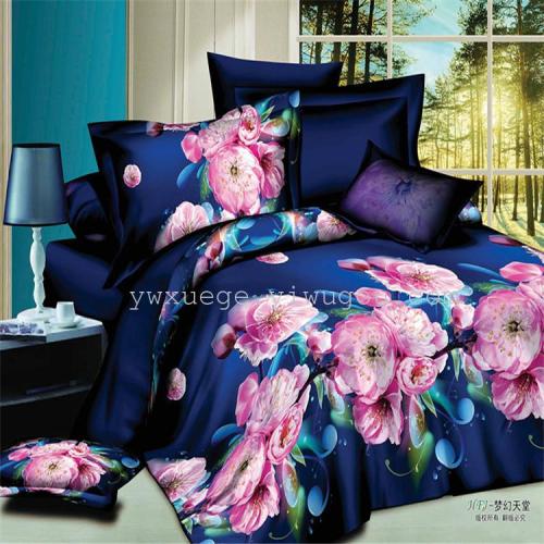 polyester cotton active 3d large version flower four-piece bedding set factory direct sales---heavenly creatures