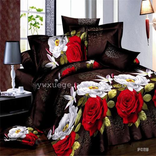 Snow Pigeon Home Textile Polyester Cotton Bedding Four-Piece Set Active Printing and Dyeing Four-Piece Set Factory Direct Sales --- Dream Flower
