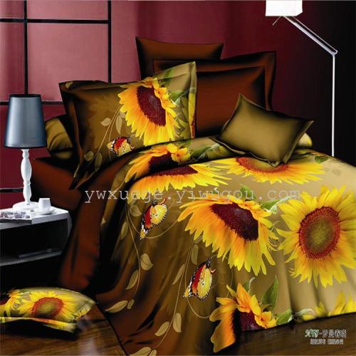 New Autumn and Winter Polyester/Cotton Four-Piece Set Four-Piece Bedding Set Natural Environmental Protection Factory Direct Sales ---