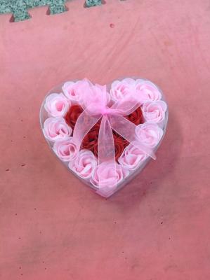 18 soap flower PVC heart-shaped box