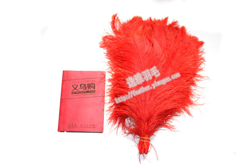 yiya feather red ostrich hair 45-50cm ostrich hair natural feather dyed feather