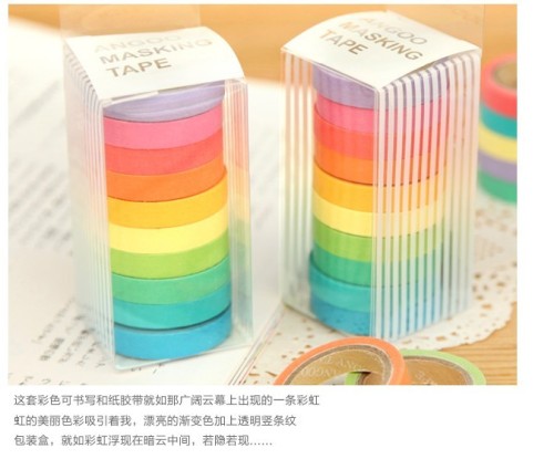 and paper rainbow color mini tape