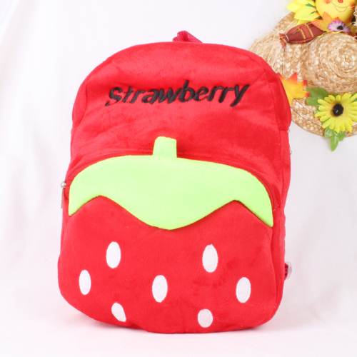 Strawberry Plush Schoolbag Plush Animal Embroidery Schoolbag Backpack Children‘s Schoolbag Toy Bag