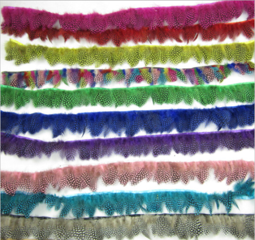 feather factory supply pearl chicken feather cloth belt of various colors， pearl feather accessories lace