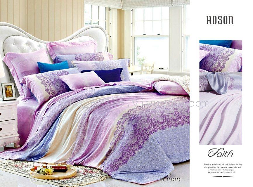 40 days fiber reactive printed satin silk Twill Flat screen printing 100% double 40 days four-piece 