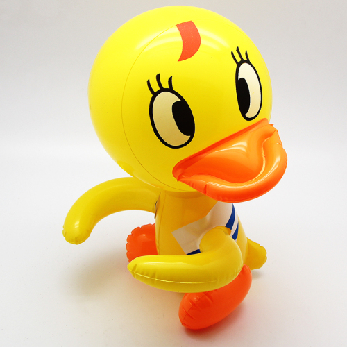 pvc inflatable head tilt duck， stall hot duck， cartoon cute duck， wry neck duck