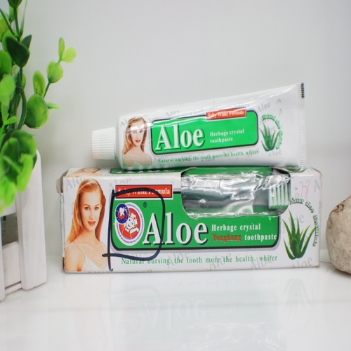Export Foreign Trade Aloe Toothpaste Crystal Toothpaste 110G Physical Store Authentic Free Toothbrush for Each