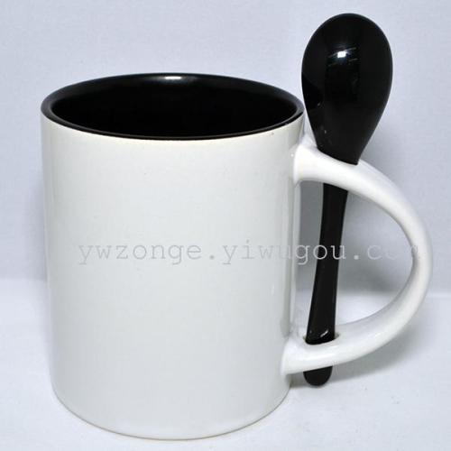 Thermal Transfer Ceramic Cup Inner Ribbon Spoon Cup 11Oz Coated Cup Factory Direct Sales