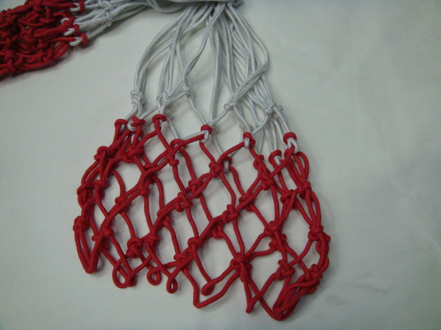 厂家生产批发 标准实心加粗手工编织定型 双色篮球网 防晒