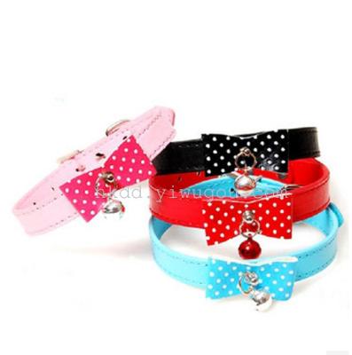 Cute sweet bow bells collar leather dog collars cat pet collar neck with neck rings