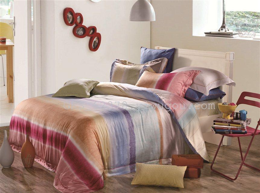 40 days fiber reactive printed satin Twill Flat screen printing 100% double 40 wire four-piece fun n