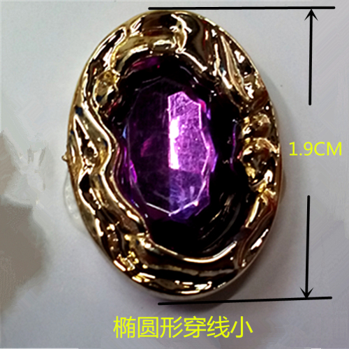 Oval Plastic Diamond Decorative Buckle Electroplated Golden Threading Ornament Colorful Acrylic Resin Diamond Bags Shoes Clothing 