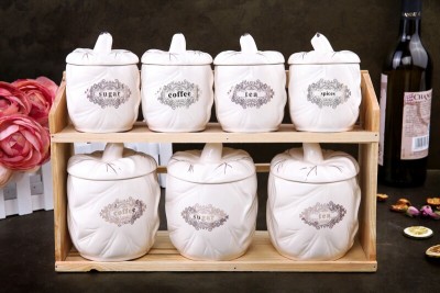 Wholesale supply of kitchen ceramic canister set of seven factory direct Tea Caddy