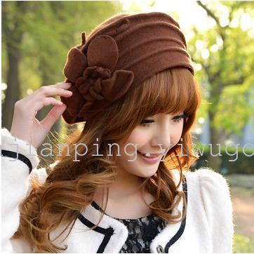 foreign Trade Customized Korean Fashion Ladies Cashmere Hats Hand-Stitched Autumn and Winter Cute Beret