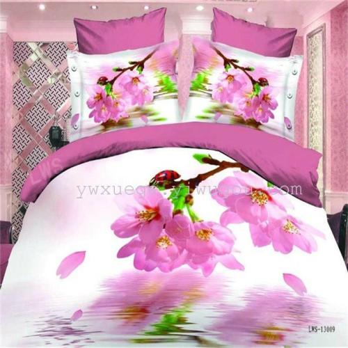 Yiwu Snow Pigeon Foreign Trade 3D Bedding Active Printing and Dyeing Quilt Cover Bed Sheet Pillowcase Bedding