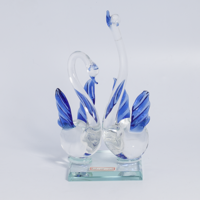 水晶玻璃摆件 水晶天鹅工艺品摆件