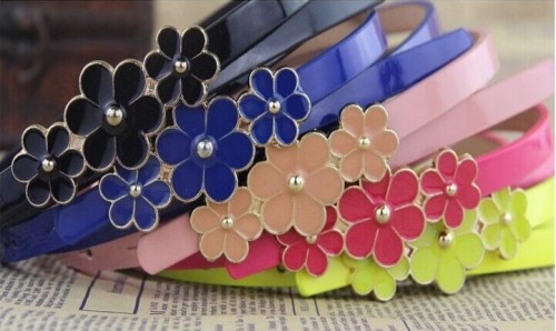 Korean Retro Candy Three Little Flower Thin Belt Decorative Small Belt