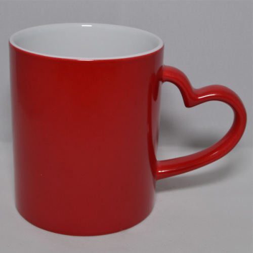 new heart-shaped handle color changing cup heat transfer couple cup three colors optional