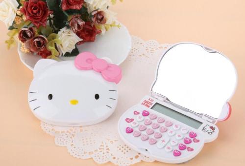 Hello Kitty Flip Mirror Calculator Korean Cartoon Kitten Computer Student Stationery 