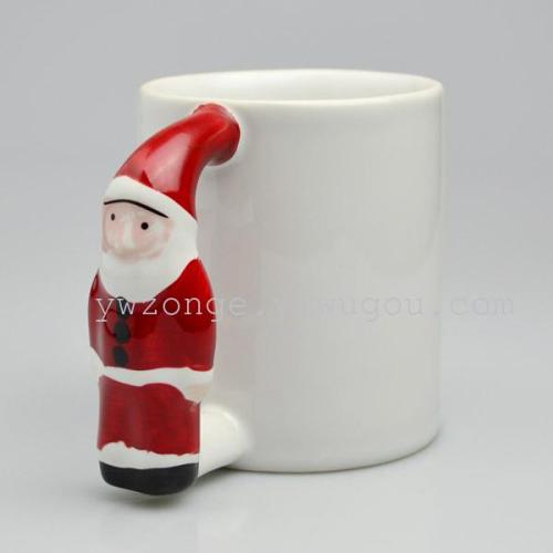 New Thermal Transfer Ceramic Cup Santa Claus Handle Cup Personality Gift Cup