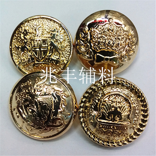 Factory Direct Metal Plating Gold Button Crown Skull Eagle Double Lion Retro Button Zinc Alloy Button