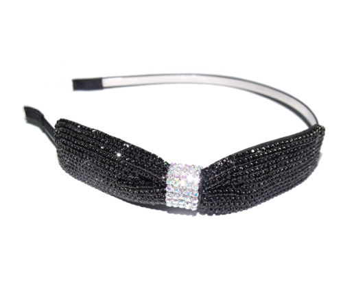 Korean Velvet Hairpin-9# Wide Thickened Boutique Korean Velvet Bow Diamond Steel Fabric Headband 