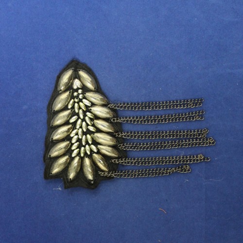 Gun Black Chain Jewelry Epaulet Leaf-Shaped Epaulet Corsage Coat Clothing Accessories Epaulet Wholesale