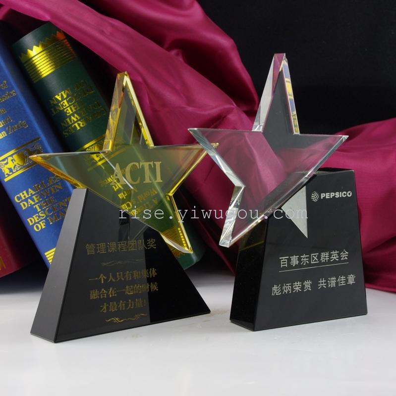 新款星星类奖牌水晶奖杯系列 带黑色底座 K9工艺奖杯