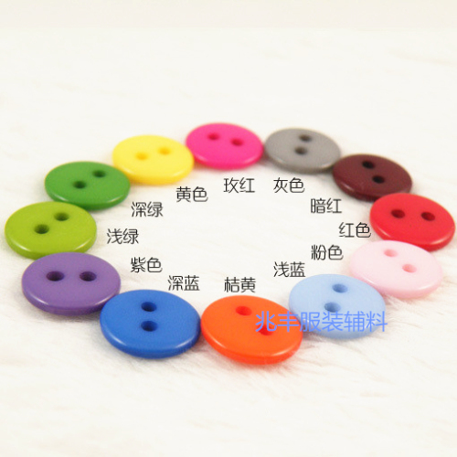 Factory Direct Sales Plastic Two-Eye Four Holes Resin Button Wide Edge Thin Edges Bread Button Color Children‘s Buttons