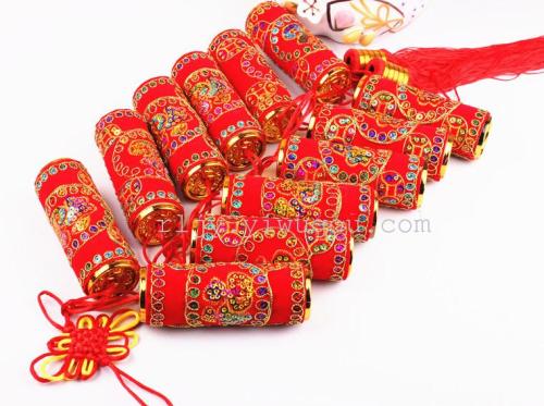 new Rope Embroidery Sequins Fu Character Firecrackers String Pendant Festive Spring Festival New Year Home Decoration Decoration Chinese Knot 
