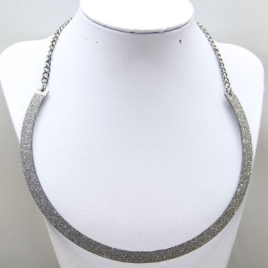 电镀枪黑葱粉细项圈  时尚项链 宾格饰品服饰配饰