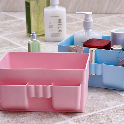 Large-capacity desktop storage box fresh and solid-colored plastic storage box cosmetics wholesale