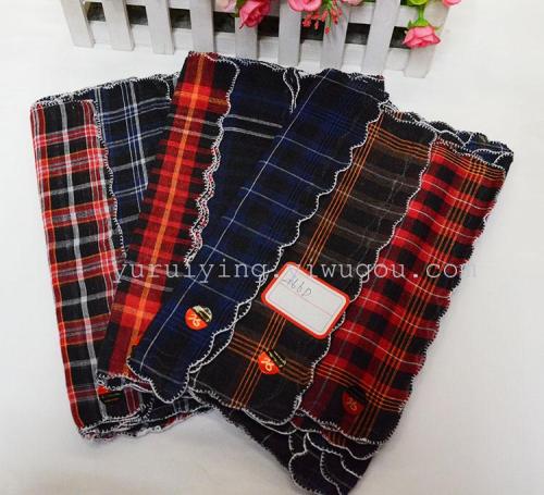 export foreign trade lady handkerchief 466d polyester cotton plaid handkerchief handkerchief hand towel