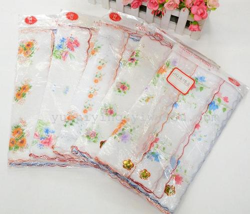 manufacturers supply export foreign trade 452 white background color line ladies handkerchief handkerchief chemical fiber handkerchief