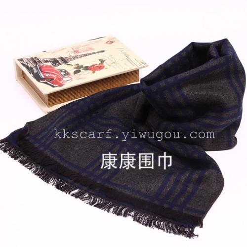 autumn and winter men‘s scarf thick warm super long plaid silkworm silk scarf scarf scarf in stock wholesale