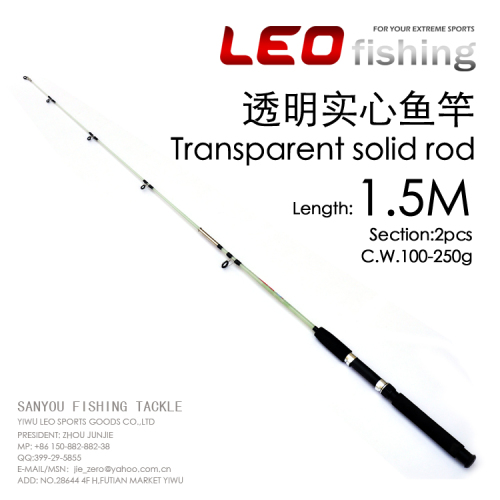 25915 transparent solid frp fishing rod 1.5m fishing gear luya rod boat fishing rod