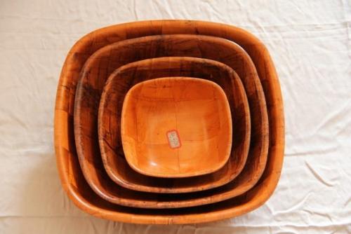 wooden salad bowl fruit plate hand-woven natural eco-friendly bamboo crafts