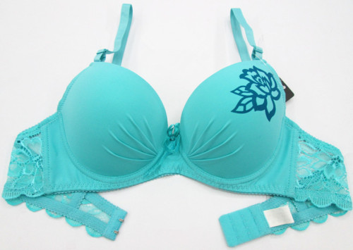 150# New Order Real Swimming Lace Edge Breast-Gathering Printed Bra 