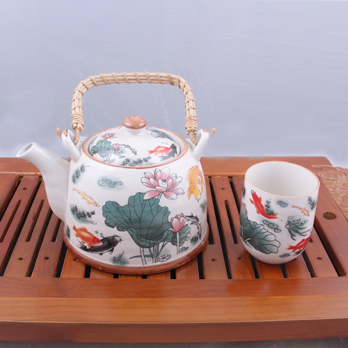 jingdezhen ceramic beam pot seven-piece set factory direct selling craft gift set one pot and six cups